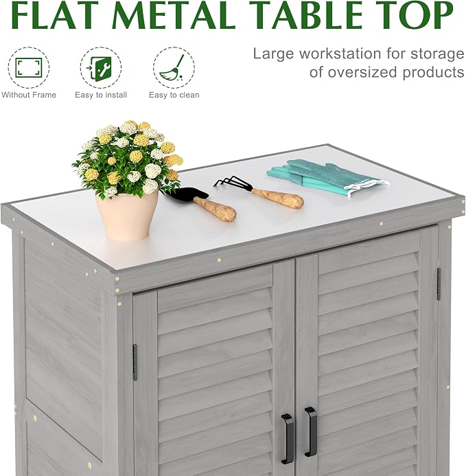 Outdoor Storage Cabinet & Potting Bench Table - Image 5