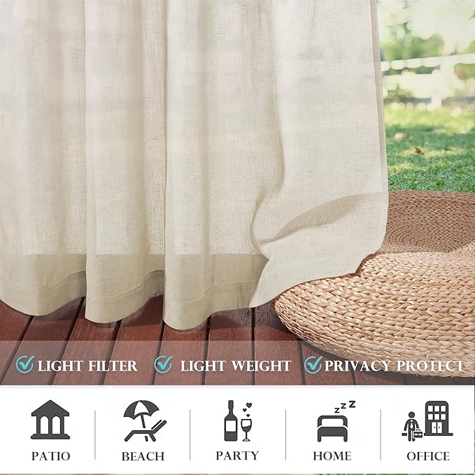 RYB HOME Outdoor Linen Curtains - Image 7