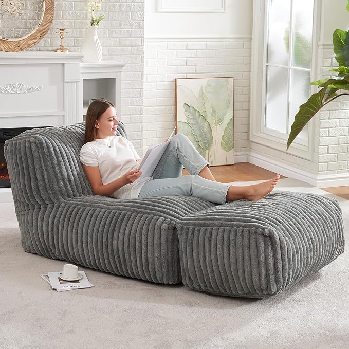 Hobestluk Big Bean Bag Lounger Chairs Large Beanbag Chair by YourHomeDeservesMore