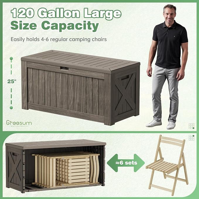 Greesum Outdoor Storage Box 120 Gallon Storage Bin - Image 5