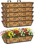 Y&M 24 Inch Window Deck with Coco Liner, Fence Metal Hanging Flower Planter by YM