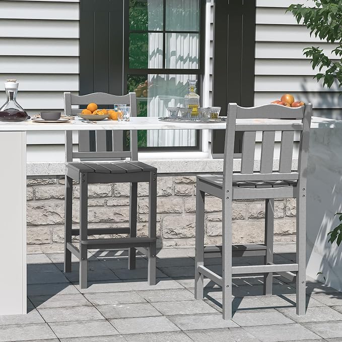 nalone Outdoor Bar Stools Set of 2, HDPE Tall Adirondack Chairs Bar Chairs - Image 6