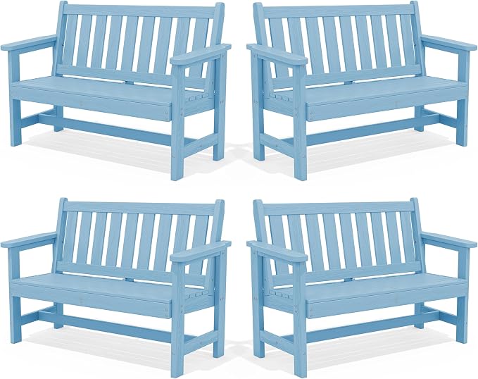 SERWALL Outdoor Bench, HDPE Outdoor Benches Weatherproof, 2-Person Garden Bench by SERWALL