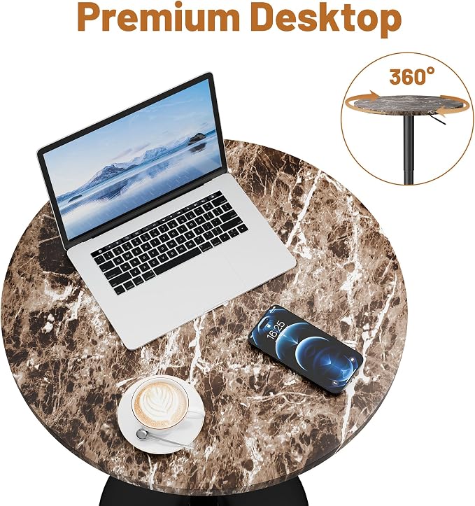 Flamaker Round Bistro Pub Table 23.6 Inch Height Adjustable 360° Swivel Bar - Image 4