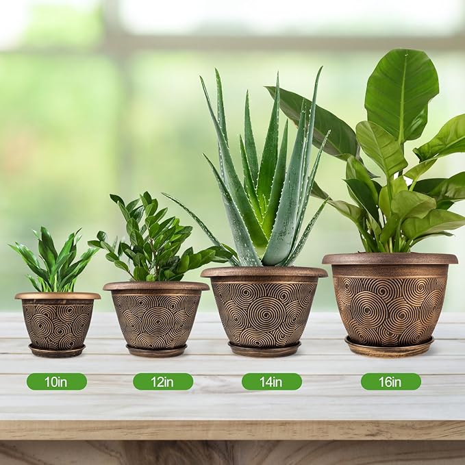 16 Inch Large Planter Pot for Plants Indoor Outdoor, 4 Pack Plastic Flower Pots - Image 6