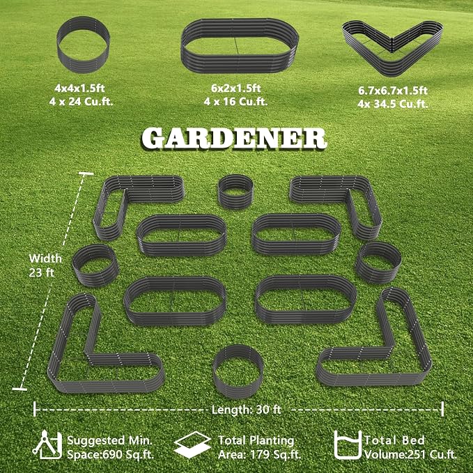 A ANLEOLIFE 12-Pack Galvanized Raised Garden Beds Outdoor, Whole Backyard Farm - Image 2