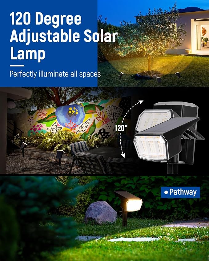 Solar Spot Lights Outdoor IP67 Waterproof 12 Pack, 63 LED 3 Modes Solar - Image 4
