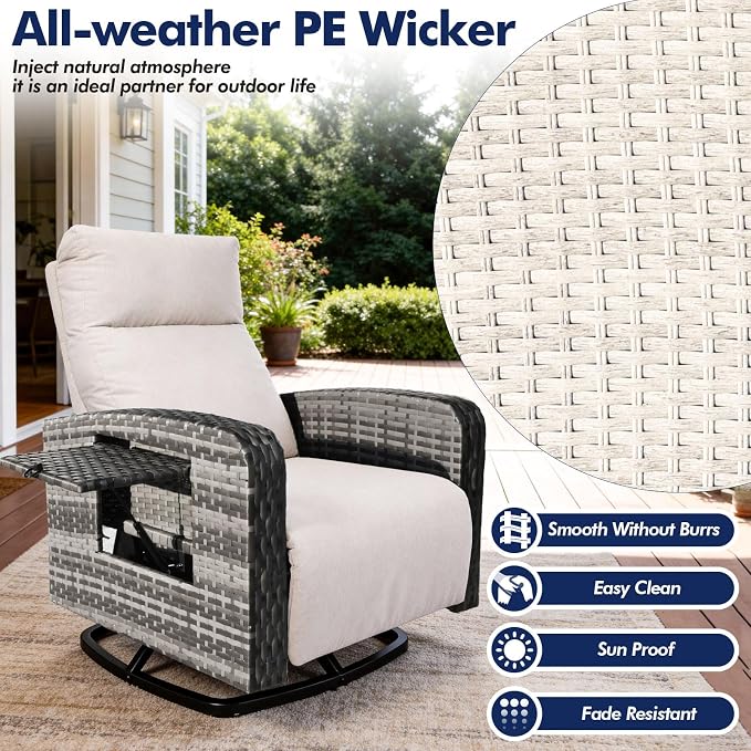 Outdoor Recliner Chair, Wicker Patio Recliners - Image 5