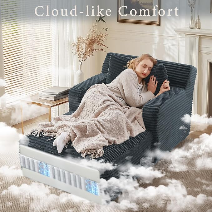 65.4" Chaise Lounge Chair Indoor, Oversized Boneless Couch Comfy Upholstered - Image 3