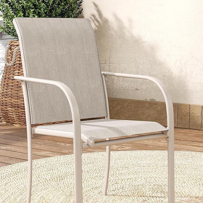VICLLAX Patio Table and Chair Set of 6, All Weather Metal Round Outdoor Dining - Image 4
