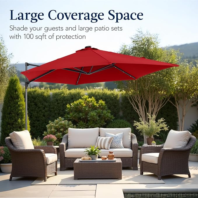 Best Choice Products 10ft Solar LED Offset Cantilever Hanging Market Patio - Image 5