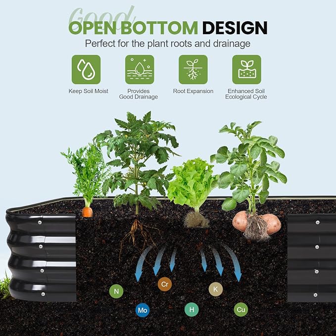 G GOOD GAIN 4-in-1 Adjustable Raised Garden Bed Kit | Galvanized Planter Boxes - Image 6