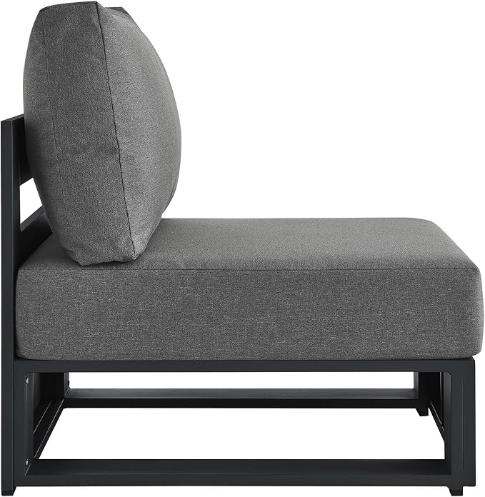 Modway Tahoe Aluminum Armless Patio Gray Charcoal Modular Weather-Resistant - Image 4