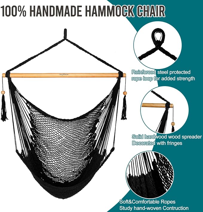 JoyView Hammock Chair with Spreader Bar Caribbean Hammock Swing Chair 300 LBS - Image 3