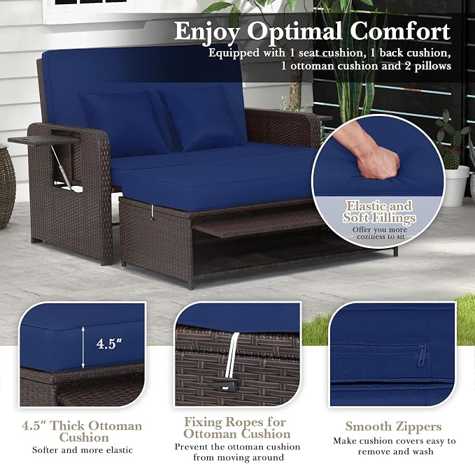 COSTWAY Patio Rattan Daybed - Image 7