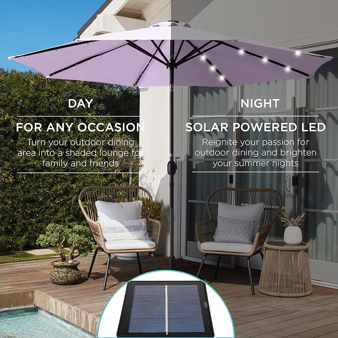 Best Choice Products 10ft Solar Polyester LED Lighted Patio Umbrella w/Tilt - Image 3