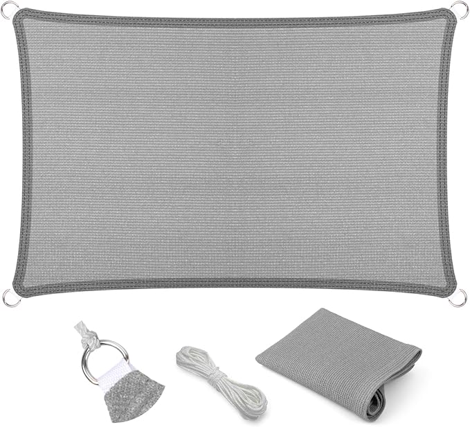Eden's Decor Straight Flat-Edged Sun Shade Sail Rectangular 4' x 13' Grey by EdensDecorInc