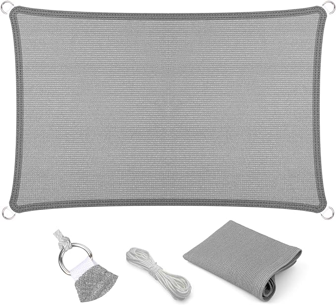 Eden's Decor Straight Flat-Edged Sun Shade Sail Rectangular 15' x 22' Grey by EdensDecorInc