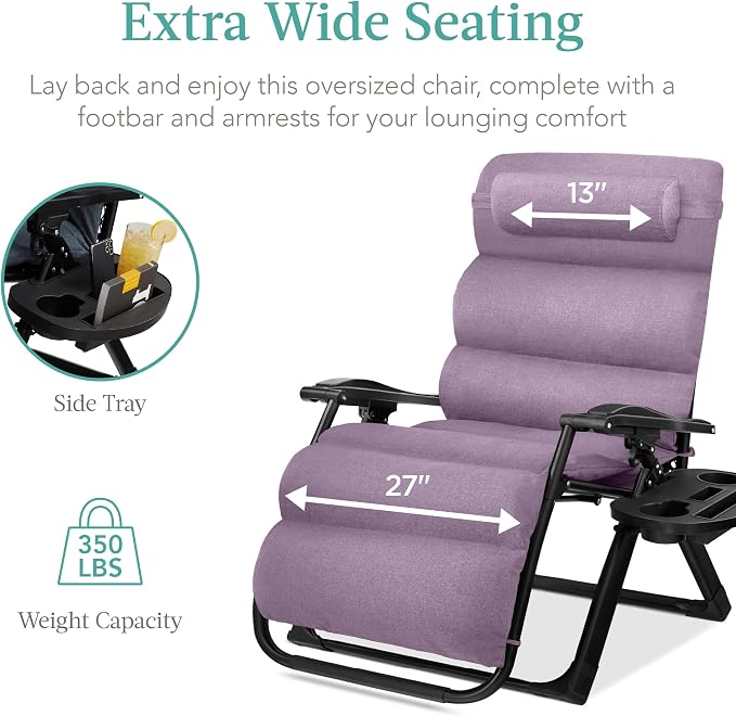 Best Choice Products Oversized Zero Gravity Chair, Folding Outdoor Patio - Image 5