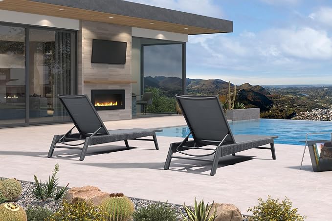 PURPLE LEAF Outdoor Chair Chaise Lounge Sun Lounges Aluminum Poolside - Image 3