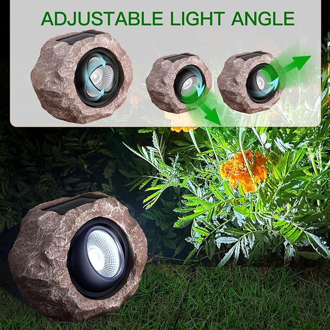 Timeflies Solar Rock Lights Outdoor 4 Pack, Bright Solar Spotlights Outdoor - Image 2