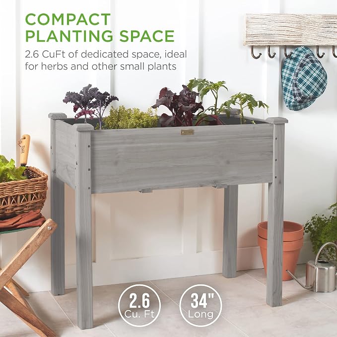 Best Choice Products 34x18x30in Raised Garden Bed, Elevated Wood Planter Box - Image 2