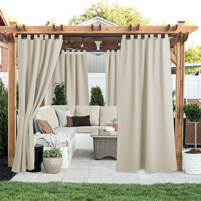 NICETOWN 2 Pieces Outdoor Curtainss Waterproof - Image 2