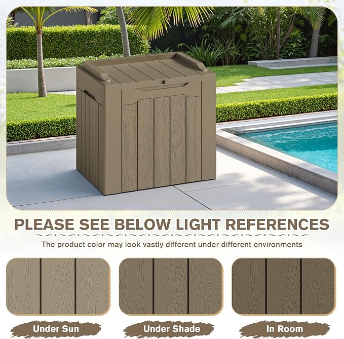 JUMMICO 31 Gallon Resin Deck Box Waterproof Indoor Outdoor Storage Boxes - Image 3