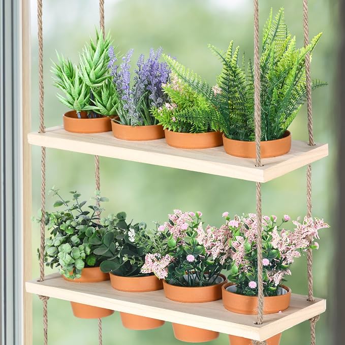 4 Tiered Window Plant Shelves Hanging Herb Planter Indoor Display - Image 3