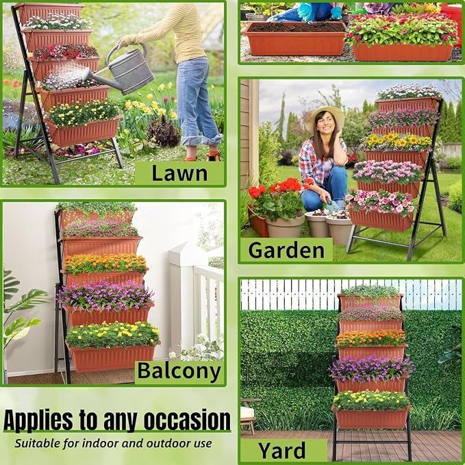 Homdox 2 Pack Vertical Garden Bed, 5 Tiers Vertical Raised Garden Planter - Image 6