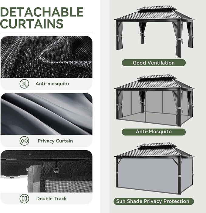 Aoxun 12FT X 16FT Hardtop Gazebo, Outdoor Pergolas - Image 5