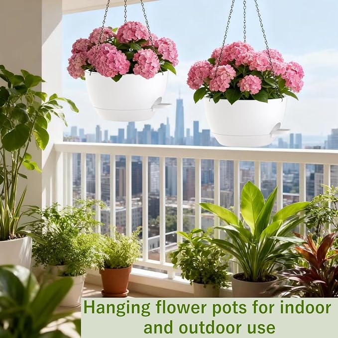 2 Pack Hanging Planters for Indoor Outdoor Plants, 12Inch Self Watering Hanging - Image 4
