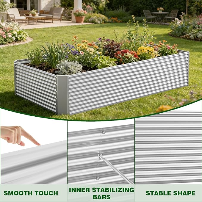 2 Pack 4x2x1.4 ft, Galvanized Steel Raised Garden Bed, Large Metal Planter - Image 3