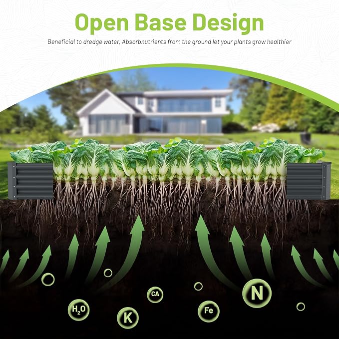2PCS 8x4x1FT Galvanized Raised Garden Bed, Galvanized Planter Raised Garden - Image 2