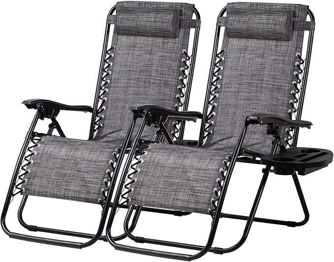 Nazhura Set of 2 Relaxing Recliners Patio Chairs Adjustable Steel Mesh Zero by NazhuraGoodCompanionAtHome