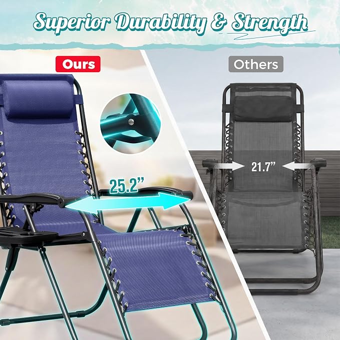 Homall Zero Gravity Chair Patio Folding Lawn Outdoor Lounge Gravity Camp - Image 4