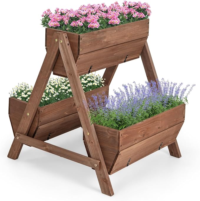 Giantex Vertical Raised Garden Bed, 3 Wood Planter Boxes by Giantex