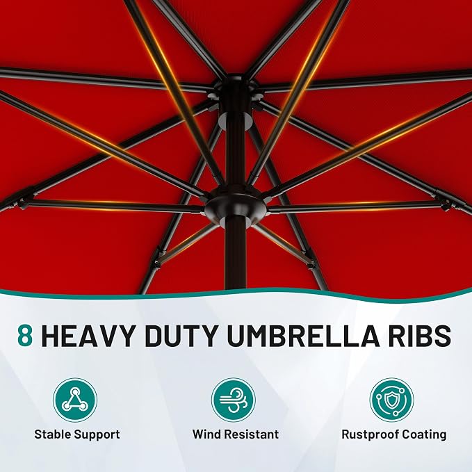 AreShark 9 FT Patio Umbrella for Outdoor, Outdoor Table Umbrella - Image 3