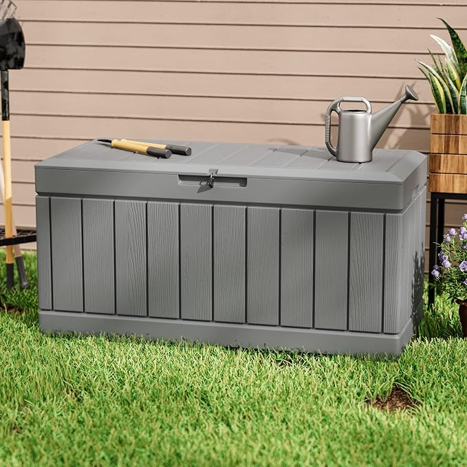 Greesum 82 Gallon Resin Deck Box All Weather Large Outdoor Storage - Image 3