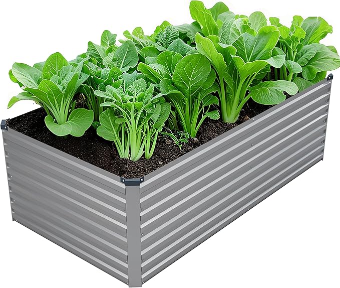 6x3x2FT Galvanized Raised Garden Bed Kit, Vegetable Plant Boxes-Rectangle Metal by DIIYIV