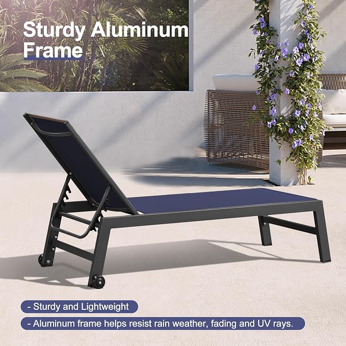 PURPLE LEAF Outdoor Patio Chaise Lounge Set 4 Pieces Pool Lounge Sunbathing - Image 6