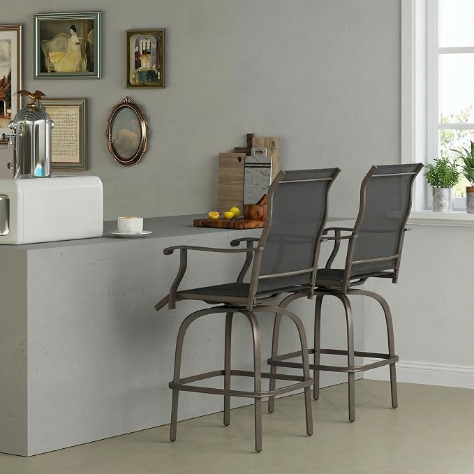 Outsunny Set of 2 Outdoor Swivel Bar Stools - Image 9