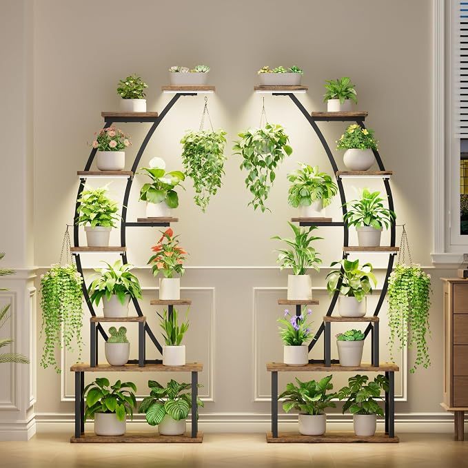 Plant Stand Indoor with Grow Lights, 9 Tiered Metal Plant Shelf, Large Plant - Image 2