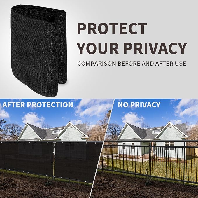 LOVE STORY Custom Size 3'x23' Black Balcony Privacy Screen, UV Block Privacy - Image 5