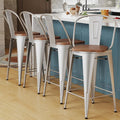Alunaune 30" Swivel Metal Bar Stools Set of 4 High Back Counter Height by HomeFurniture
