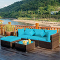 Tangkula 5 Pieces Patio Rattan Furniture Set, Outdoor Sectional Rattan Sofa Set by TANGKULA