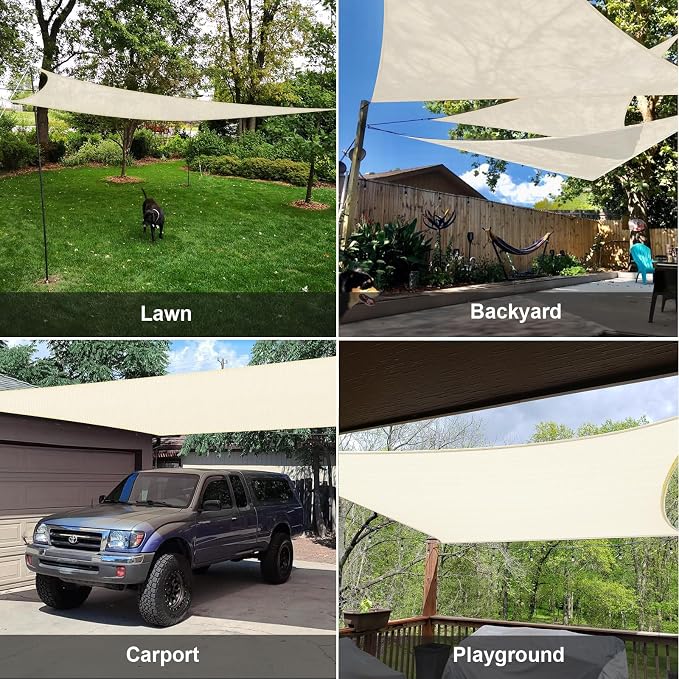 SUNLAX Sun Shade Sail 10' x 13' Butter Cream Rectangle Canopy Sail Shade Cover - Image 8