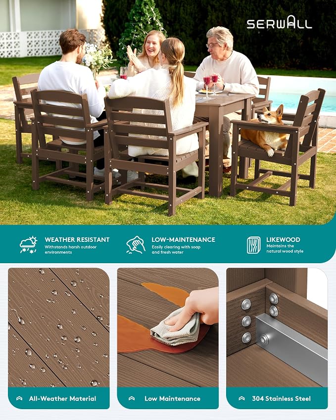 SERWALL Outdoor Dining Sets for 10, HDPE Dining Sets for 10 Person - Image 3