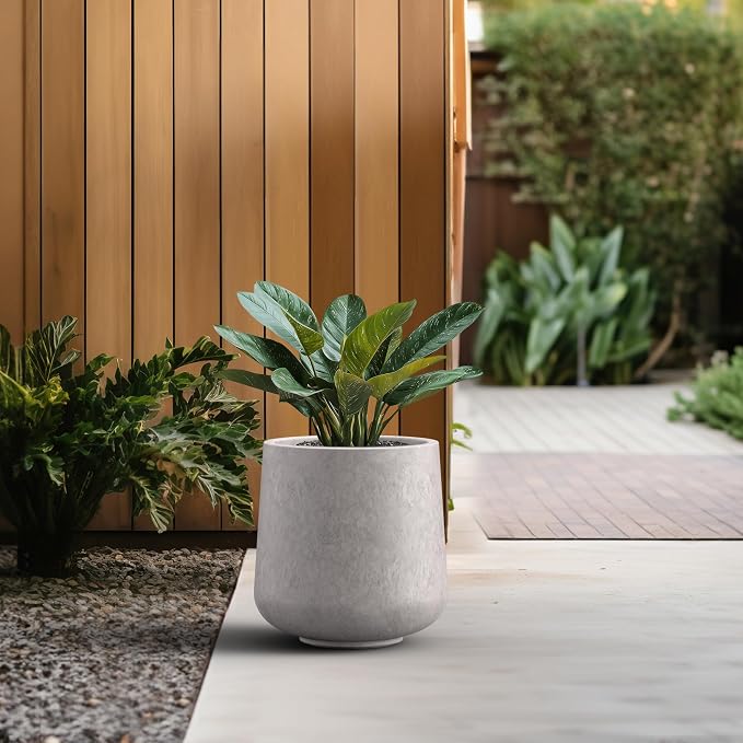 Kante 11.6" Dia Round Concrete Planter, Outdoor Indoor Large Plant Pots - Image 4