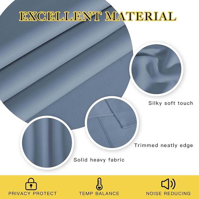 NICETOWN Blackout Drapery Curtain Panel 90 inches Long - Image 2